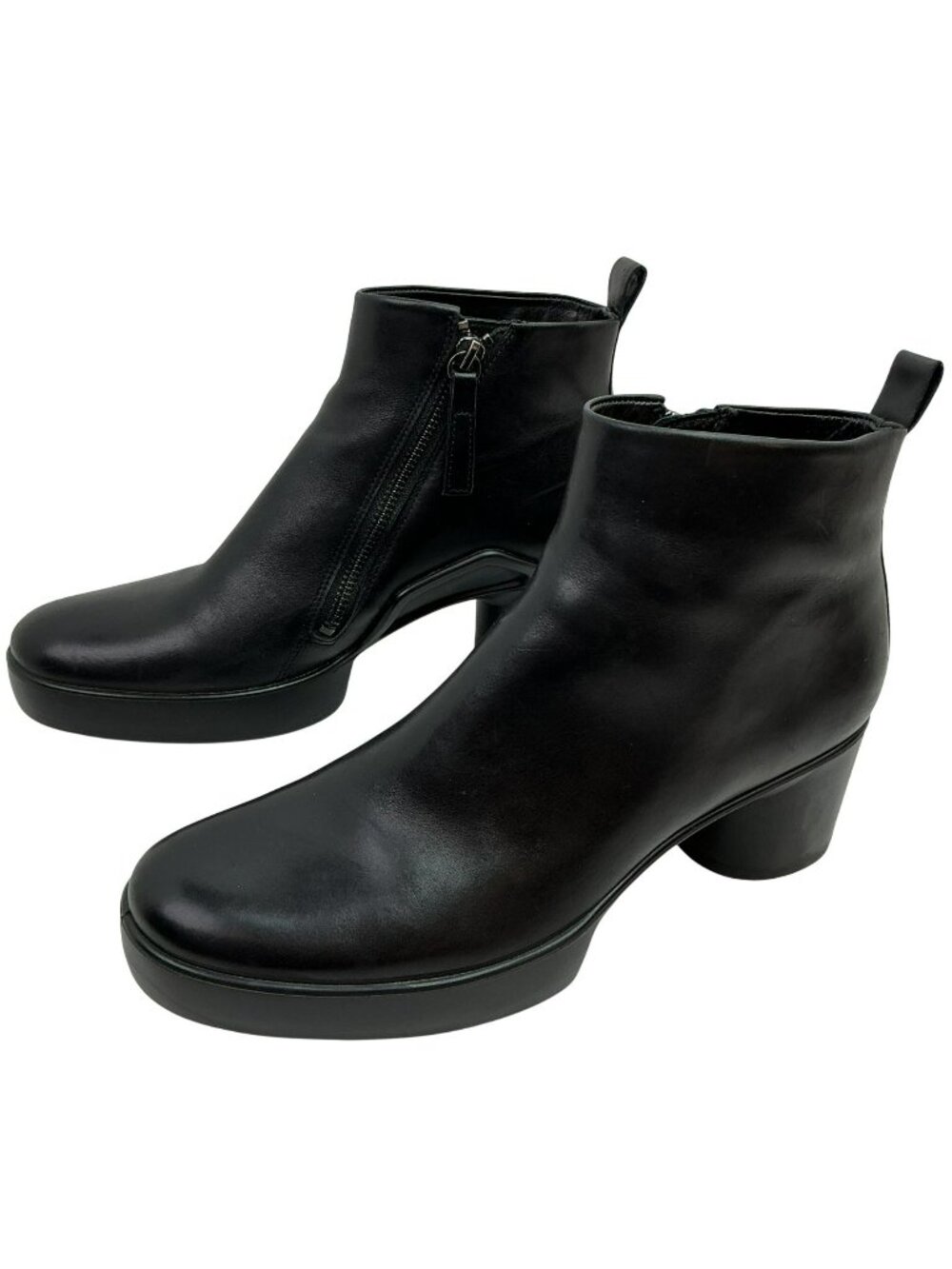 Ecco Shape Sculpted Motion 35 Leather Zip Ankle Boots Womens 9-9.5 Black NEW